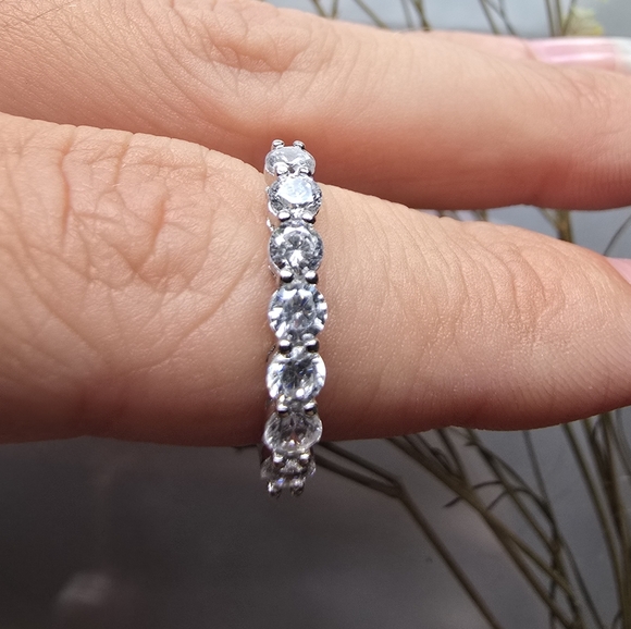 Jewelry - Sterling Silver Half Eternity Ring Size 5.5 | Stackable Band | Minimalist